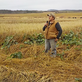 Climate adaptation speaker in farm field