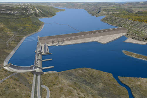 Rendering of what the completed Site C dam will look like