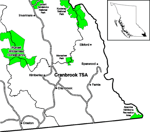Map of Cranbrook Timber Supply Area