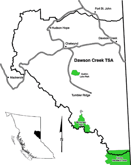 map of Dawson creek Timber Supply Area