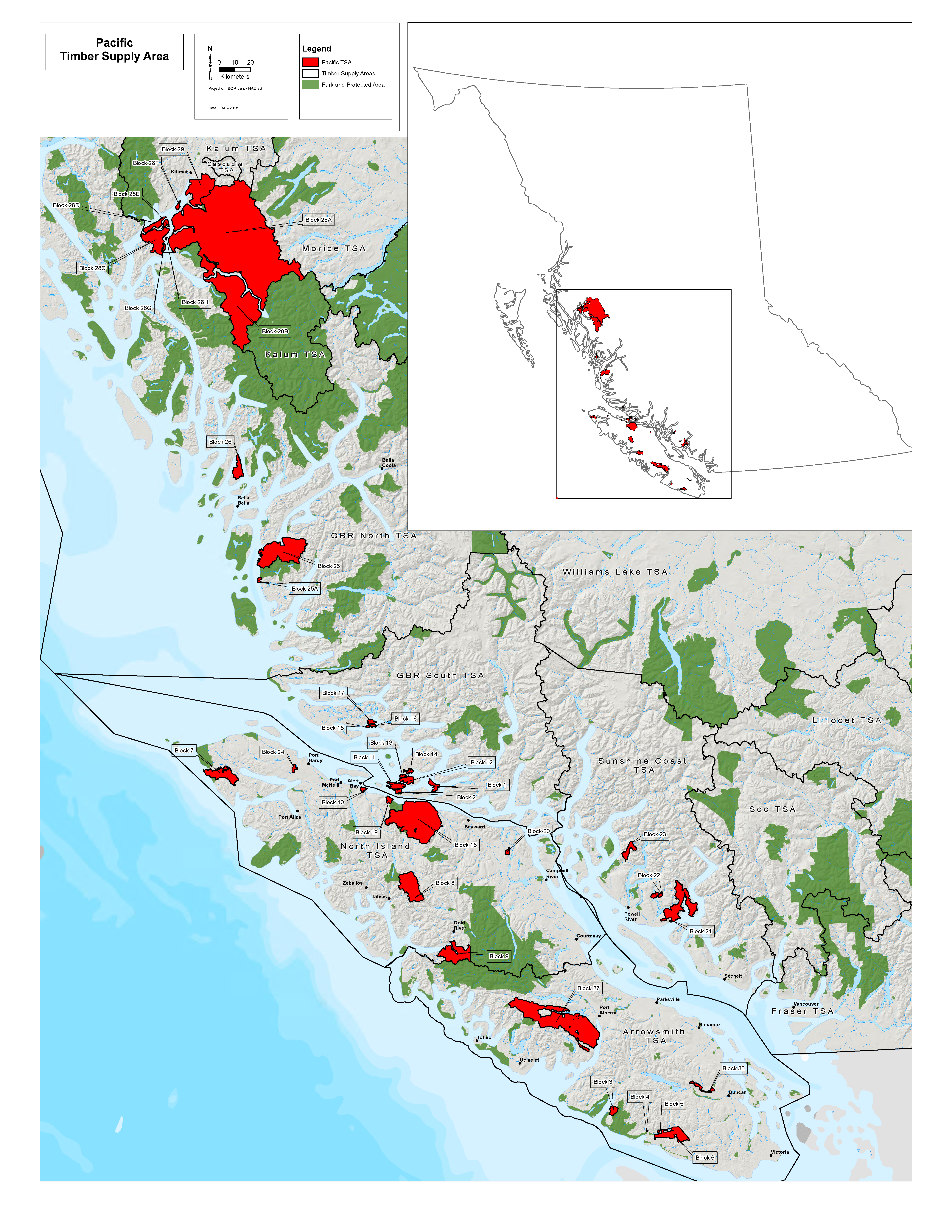 map of pacific Timber Supply Area, click to expand