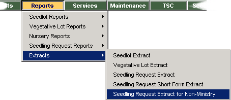 Seedling Request Extract for Non-Ministry dropdown