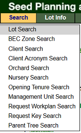image of what the search list looks like in SPAR