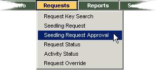 Seedling Request Approval dropdown