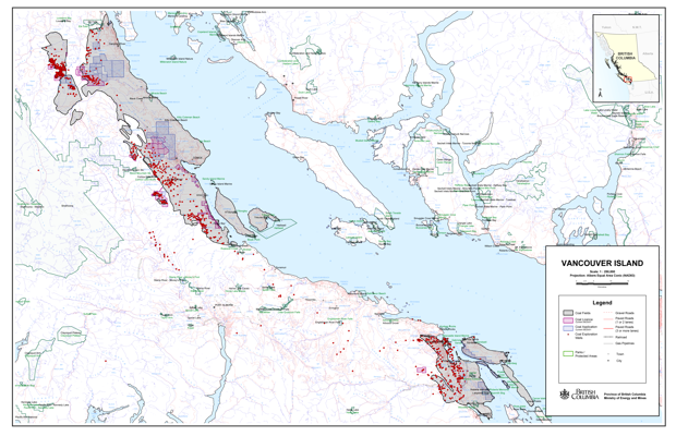 Download map of the Nanaimo and Comox Coalfields (1:250,000)