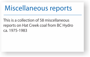 Hat Creek collection - Miscellaneous BC Hydro Reports
