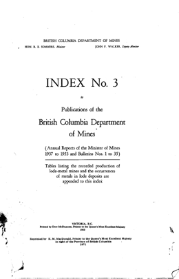 Index to the publications of the British Columbia Department of Mines