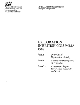 Exploration in British Columbia, 1988