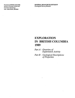 Exploration in British Columbia, 1989