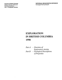 Exploration in British Columbia, 1990