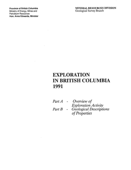 Exploration in British Columbia, 1991