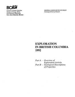 Exploration in British Columbia, 1992