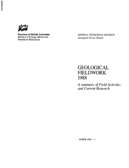 Geological Fieldwork 1988