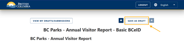 Image shows where the user can click on save as draft to save the report.