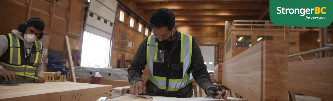 Mass timber fabrication for the KF Aerospace Centre for Excellence in Kelowna. Photographer: Agency Media, courtesy naturallywood.com.