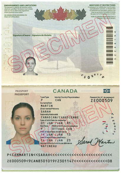 canadian passport example