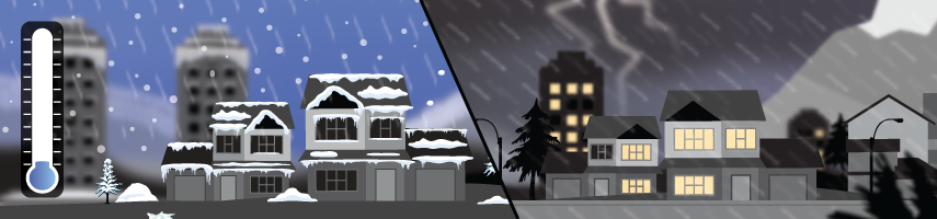 Homes in winter weather ane stormy weather Homes in winter weather ane stormy weather