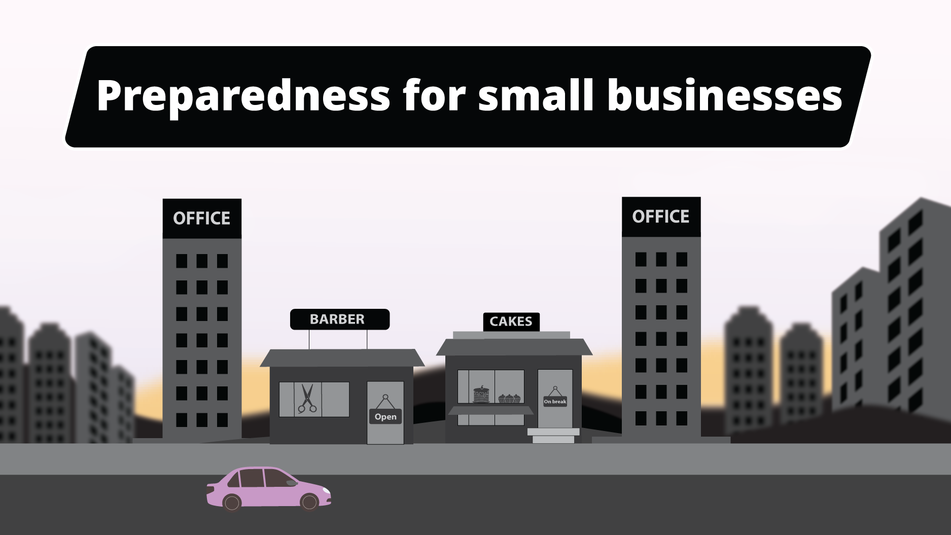 Image of various business buildings formatted for X