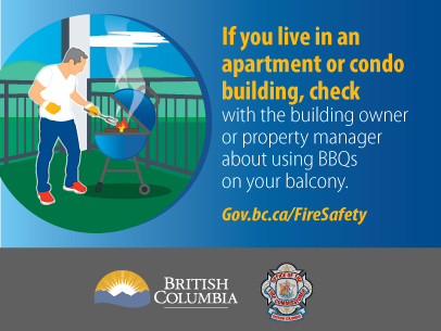 image of a man grilling on a BBQ outside on his balcony