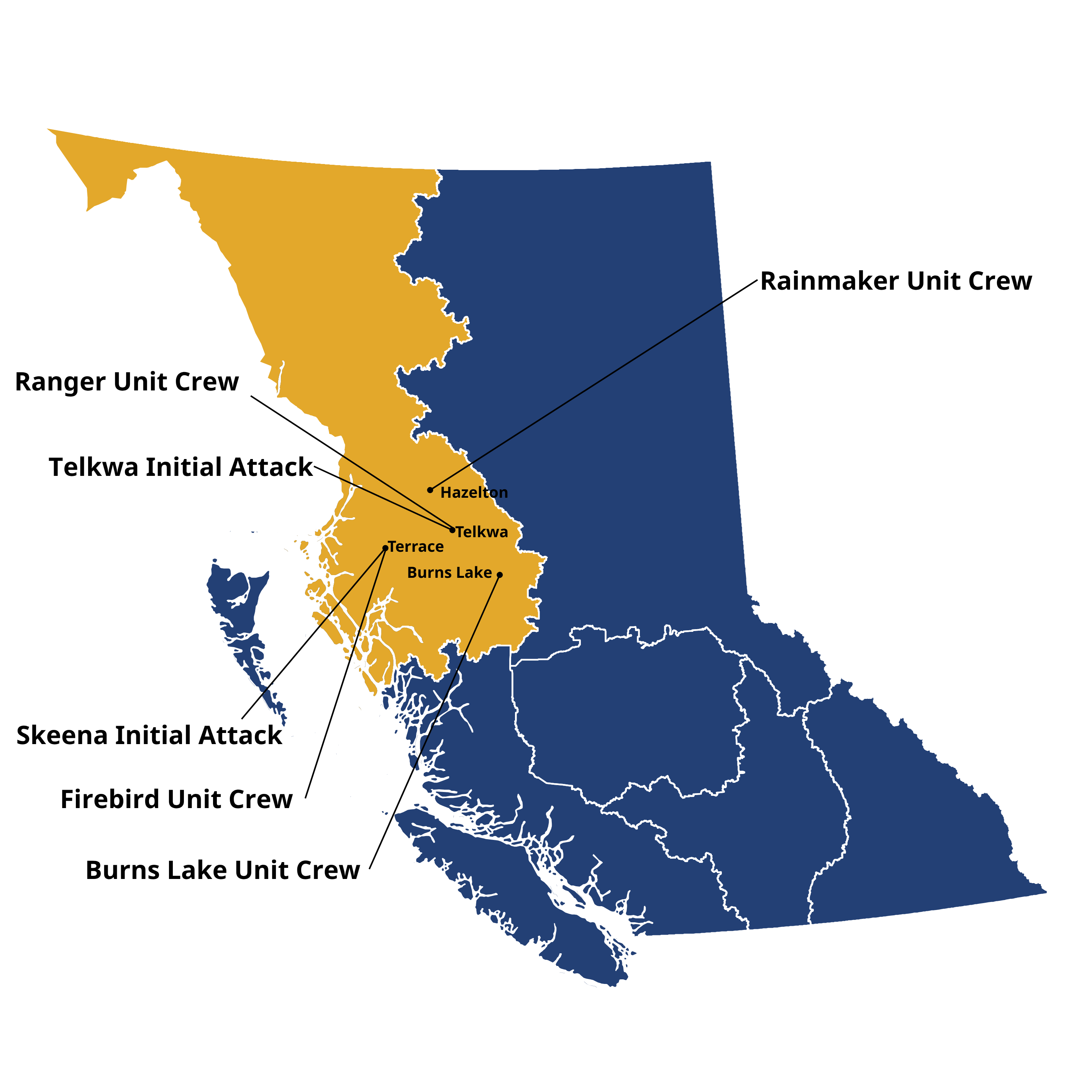 map of Northwest Fire Centre crews