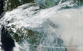 meteorological satellite imagery of clouds over BC