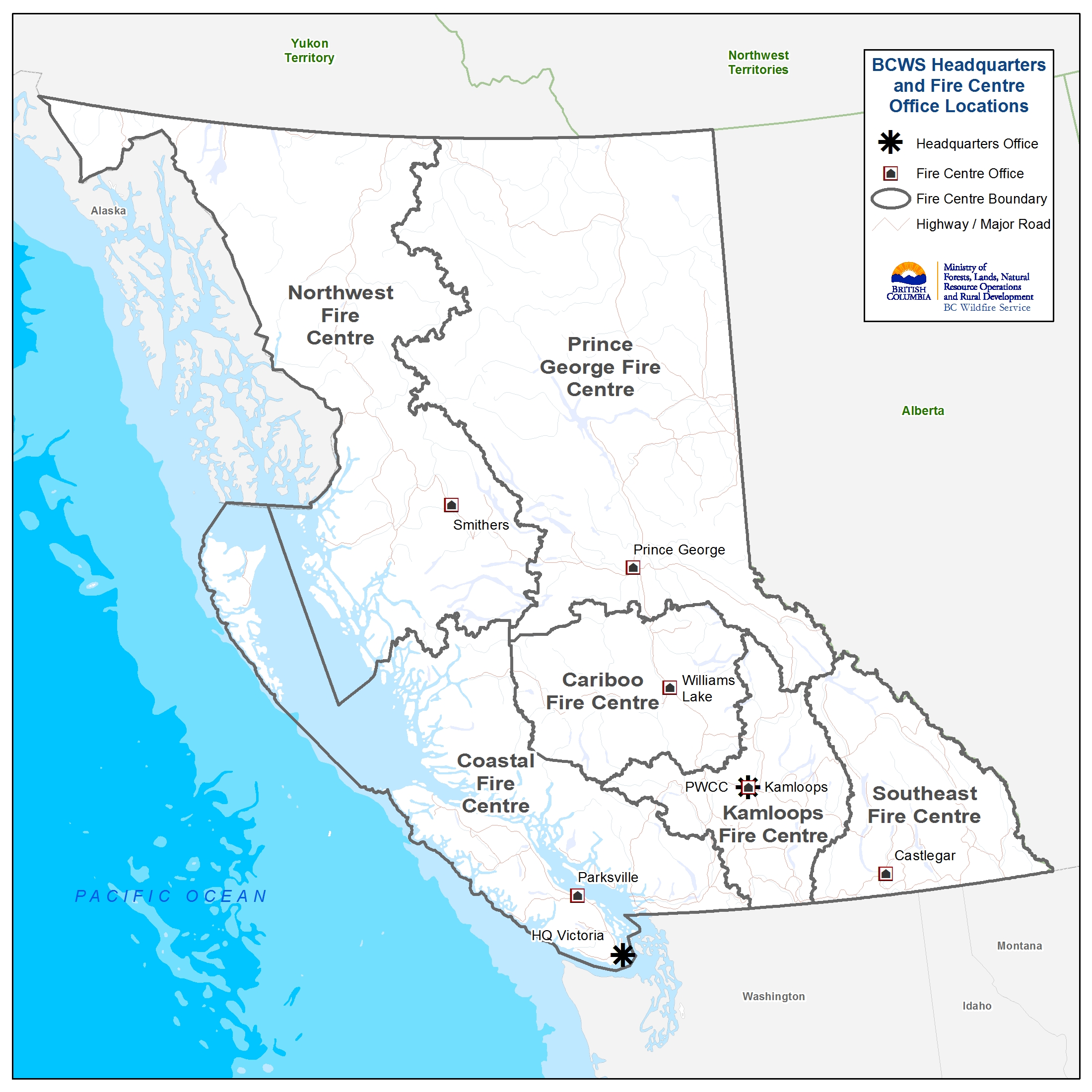 See a map of B.C.'s regional fire centre