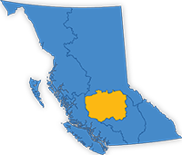 Map of B.C. with the Cariboo Fire Centre highlighted