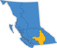 Map of B.C. with the Kamloops Fire Centre highlighted.