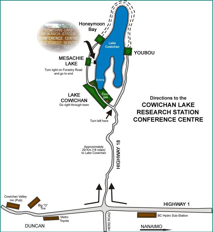 Directions to the Cowichan Lake Research Station Conference Centre - Click to zoom