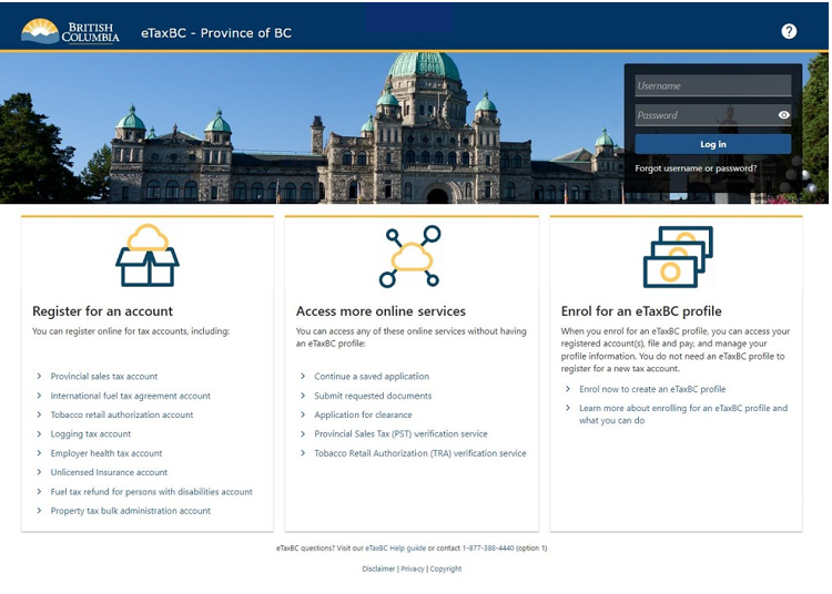 eTaxBC homepage image