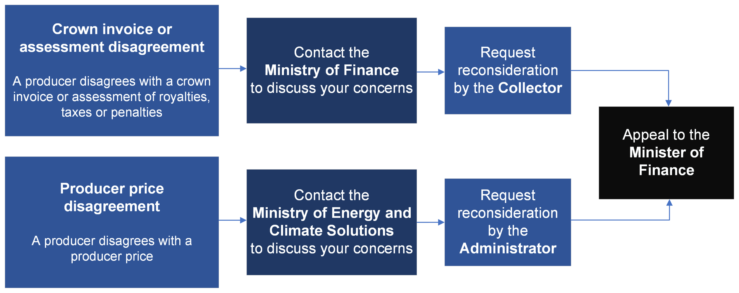 Flowchart explaining the reconsiderations and appeals process