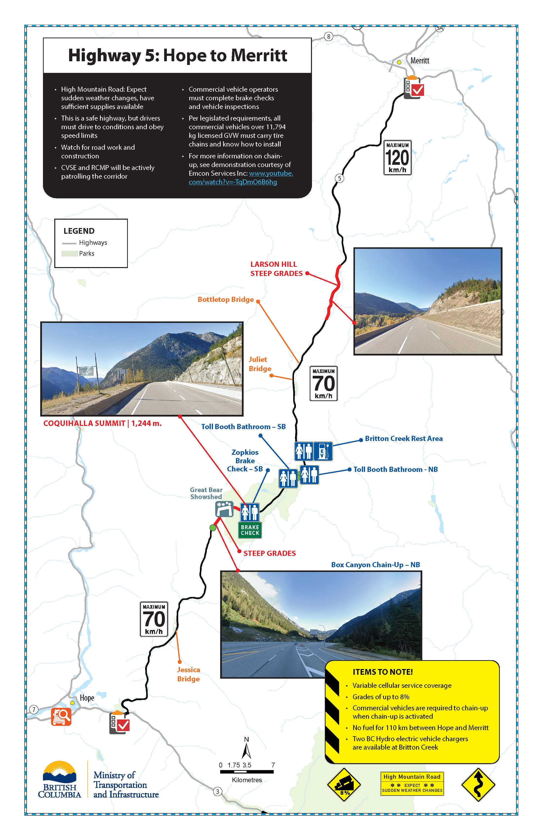 Map of conditions on Highway 5