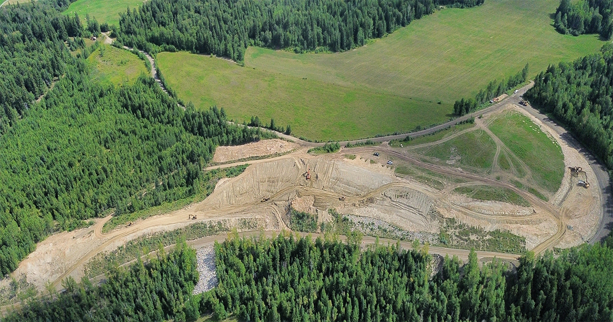 An aerial view of Cariboo Road Recovery Project - Bastin Road at Bastin Hill on August 7, 2026