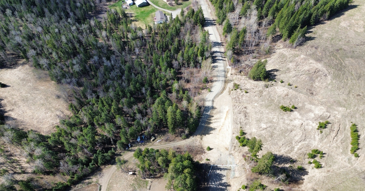 An aerial view of Durrell Road and slide damage August 2026 An aerial view of Durrell Road and slide damage August 2026