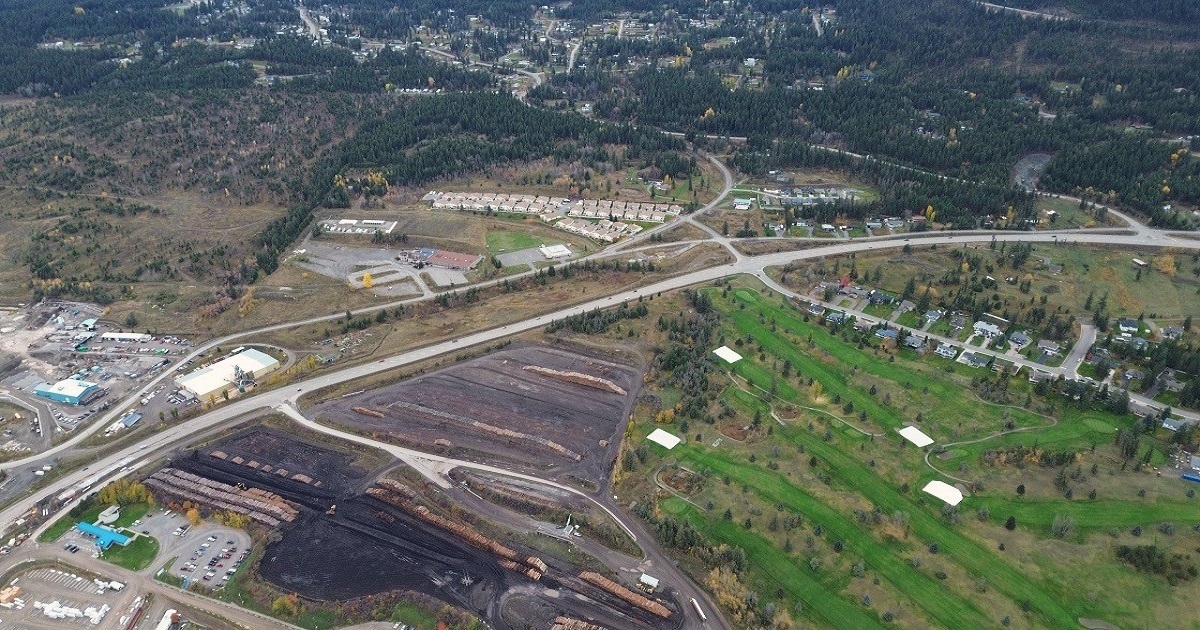 An aerial photo of Highway 20 at Hodgson/Dog Creek Road - September 2022 