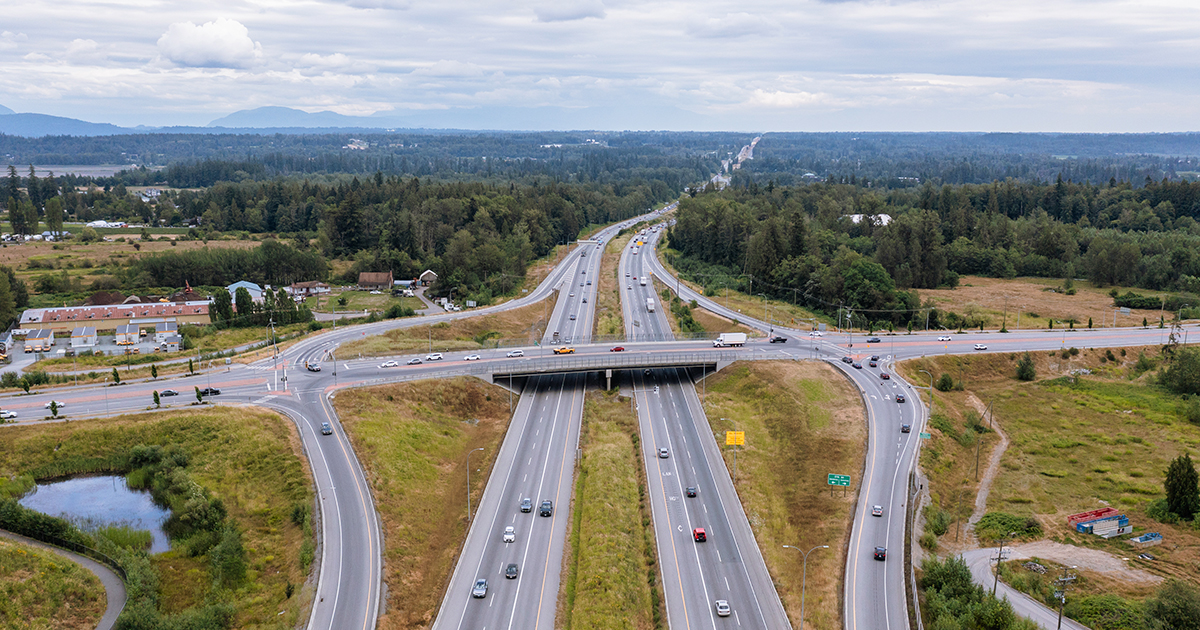 Highway 1 - Fraser Valley - 216 Interchange overhead view