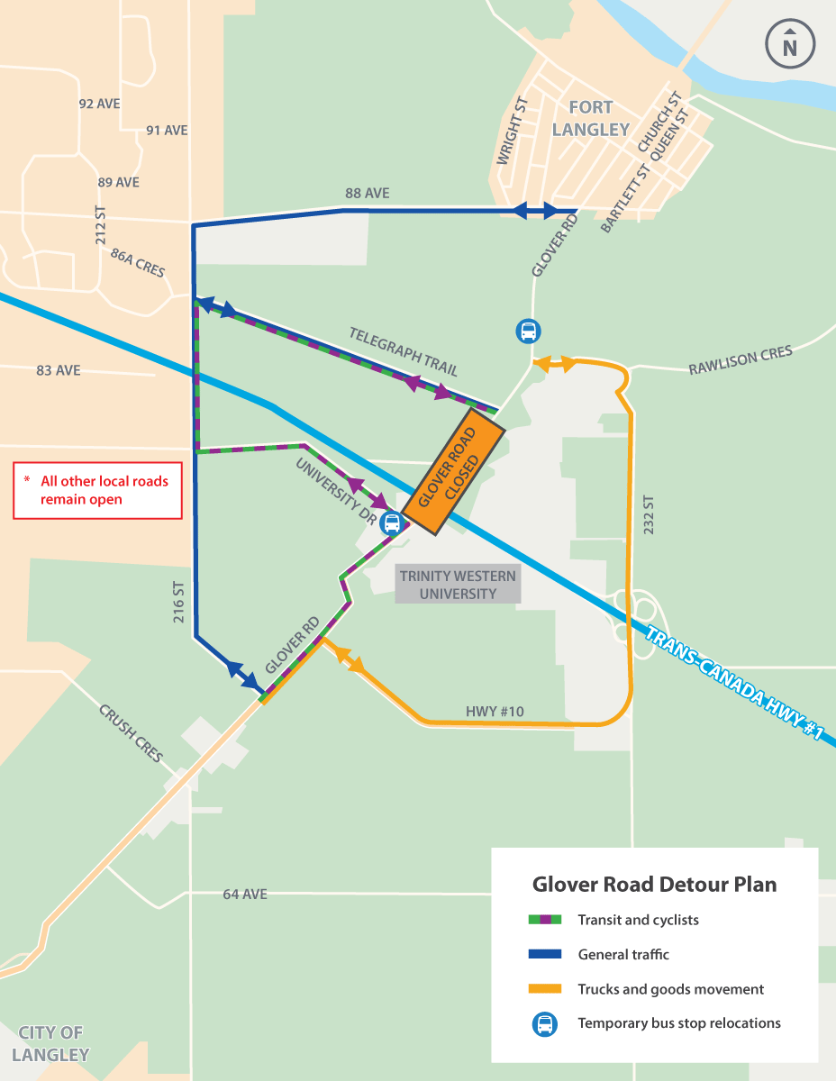 Highway 1 216th To 264th Widening Province Of British Columbia   Detour Plan 