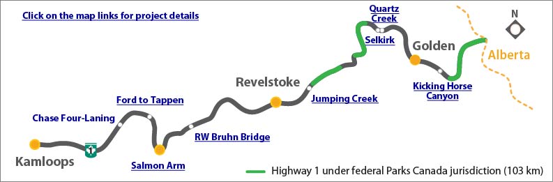 Simple Road Map Kamloops to Alberta Border