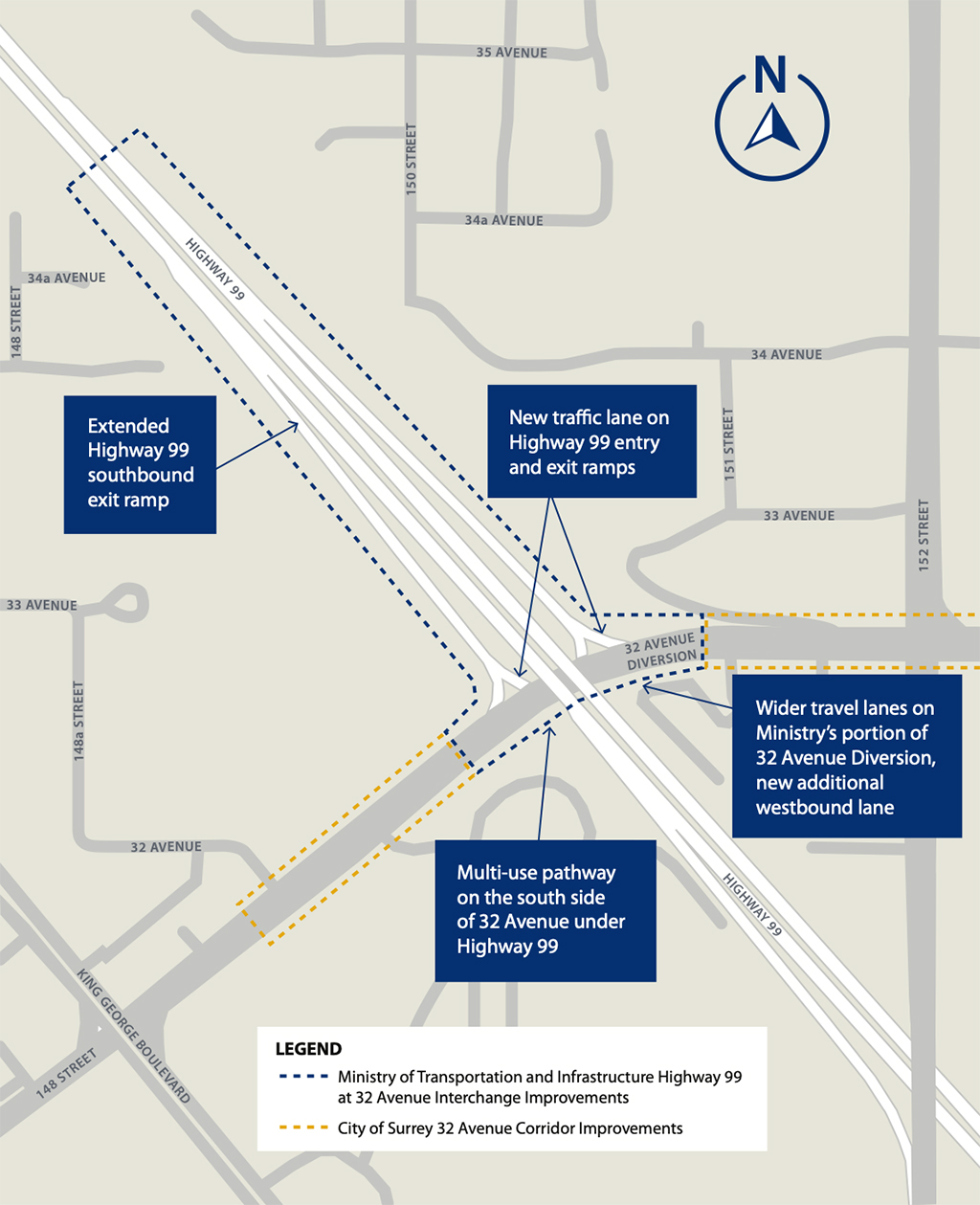 Highway 99 at 32nd Avenue Interchange Improvement Project Map