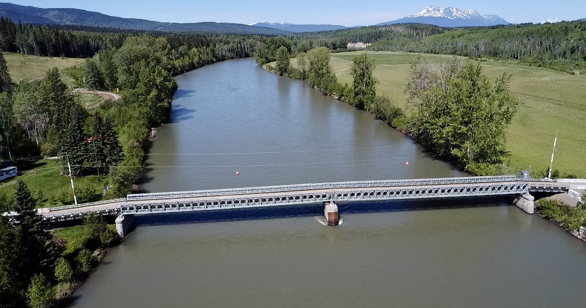 Quick Bridge spans the Bulkley River in Quick, British Columbia