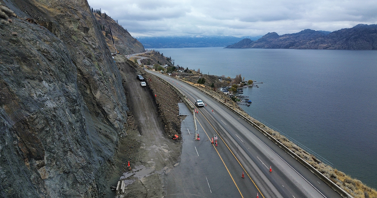 Access road with Highway 97 south intersection